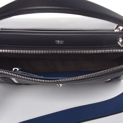 Fendi Vitello Baltico Shiny Nappa Lace Up DotCom Satchel Black Moresco Multicolor 6 of 9