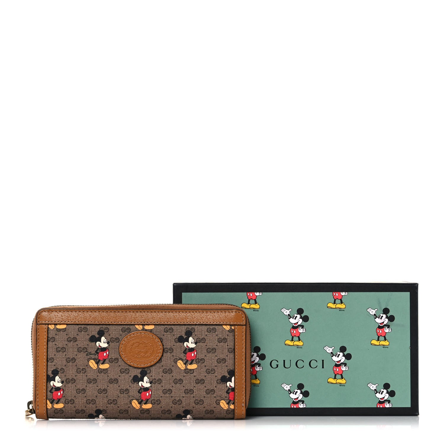 Gucci X DISNEY Mini Vintage GG Supreme Monogram Mickey Mouse Zip Around Wallet Beige Vintage Sun Oil 12 of 12