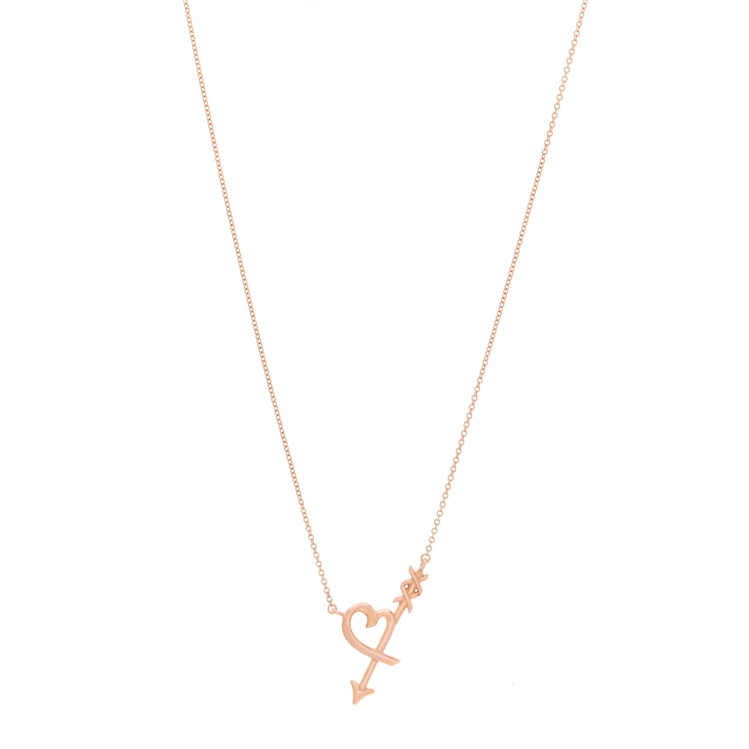 Tiffany 18K Rose Gold Paloma Picasso Heart and Arrow Pendant Necklace 1 of 7