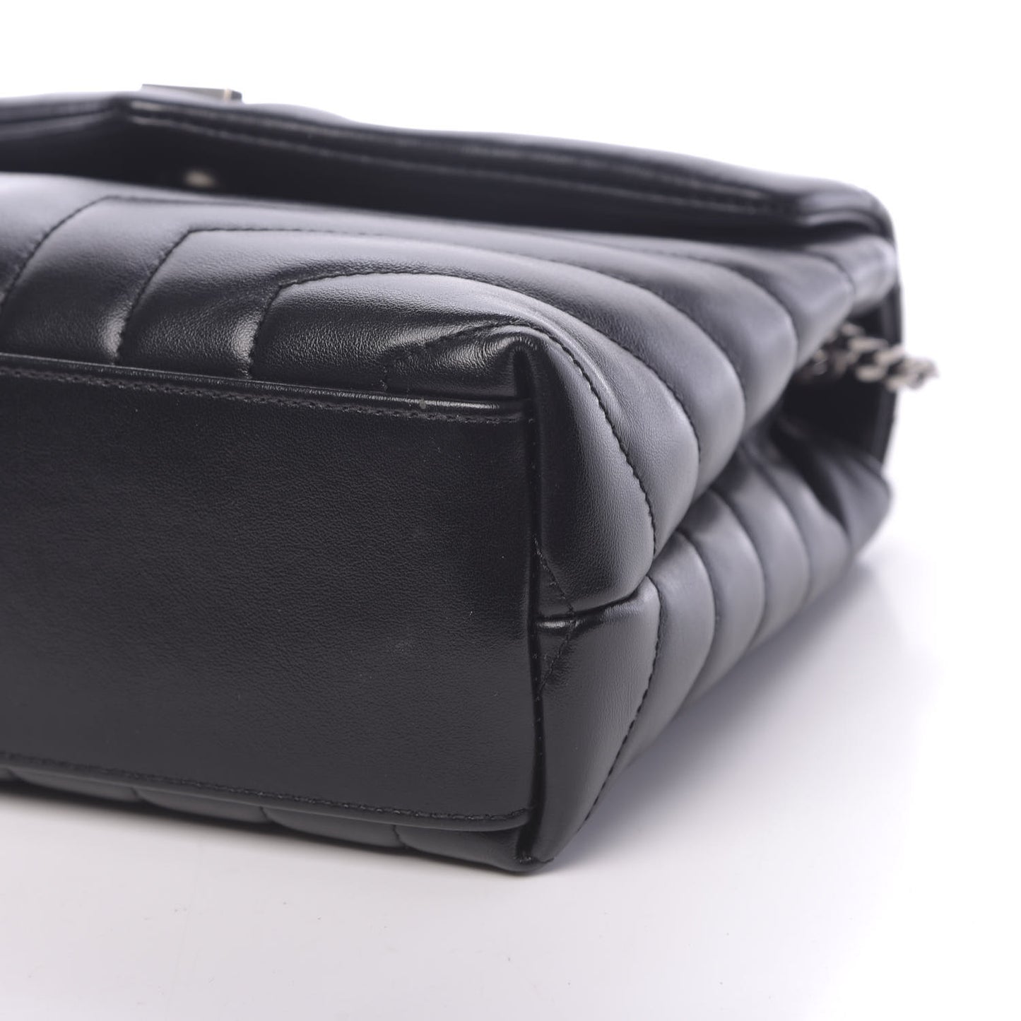 Calfskin Y Quilted Monogram Small Loulou Chain Satchel Black