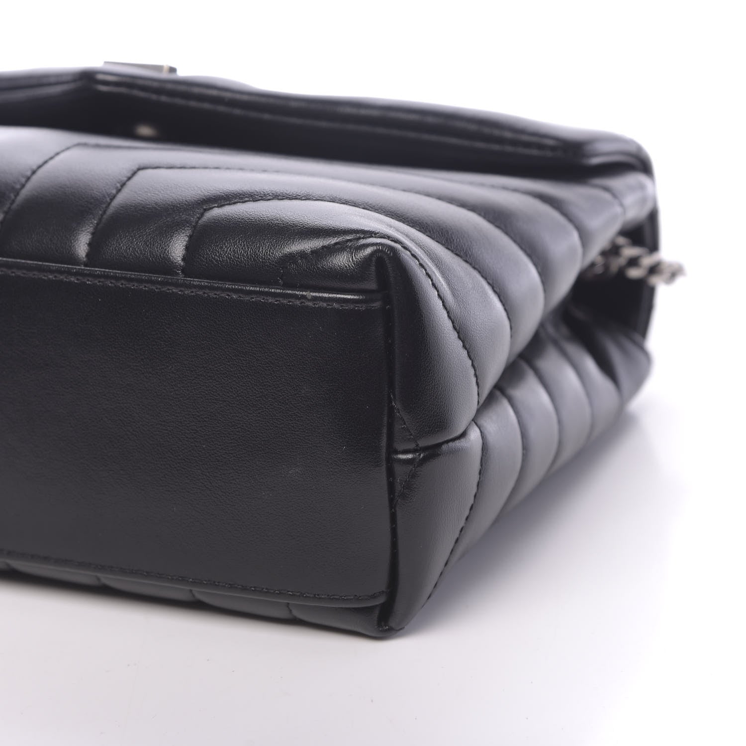 Saint Laurent Calfskin Y Quilted Monogram Small Loulou Chain Satchel Black 8 of 9