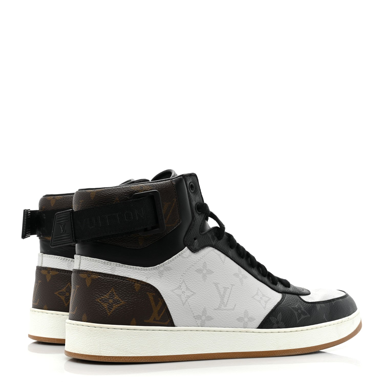 Louis Vuitton Calfskin Monogram Mens Rivoli High Top Sneakers 9.5 Black 5 of 15