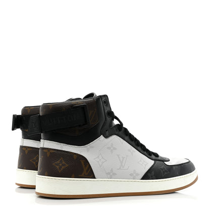 Louis Vuitton Calfskin Monogram Mens Rivoli High Top Sneakers 9.5 Black 5 of 15