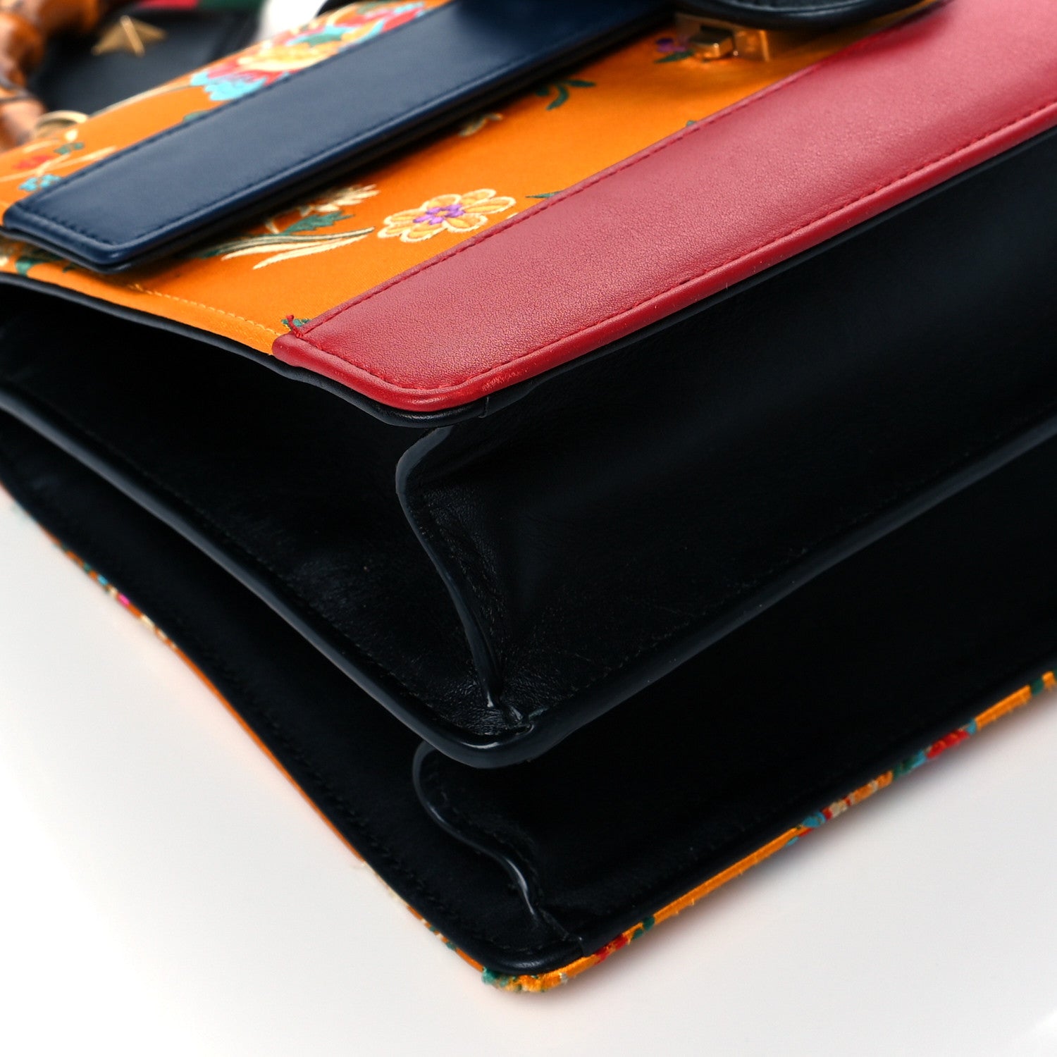 Gucci Satin Calfskin Bamboo Web Tokyo Print Medium Dionysus Top Handle Bag Giallo Multicolor Blue Agata Hibiscus Red 9 of 11