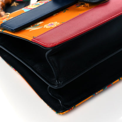 Gucci Satin Calfskin Bamboo Web Tokyo Print Medium Dionysus Top Handle Bag Giallo Multicolor Blue Agata Hibiscus Red 9 of 11