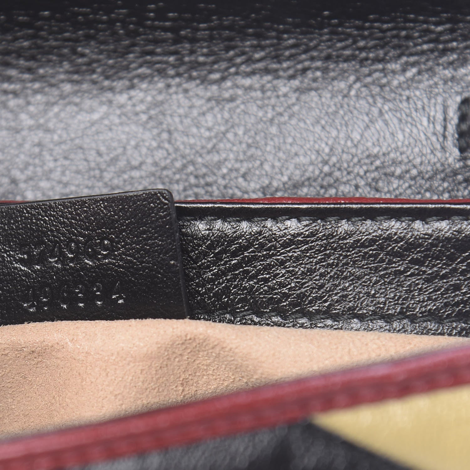 Gucci Vintage Effect Calfskin Matelasse Diagonal Striped Super Mini Torchon GG Marmont Shoulder Bag Black Beige 7 of 10