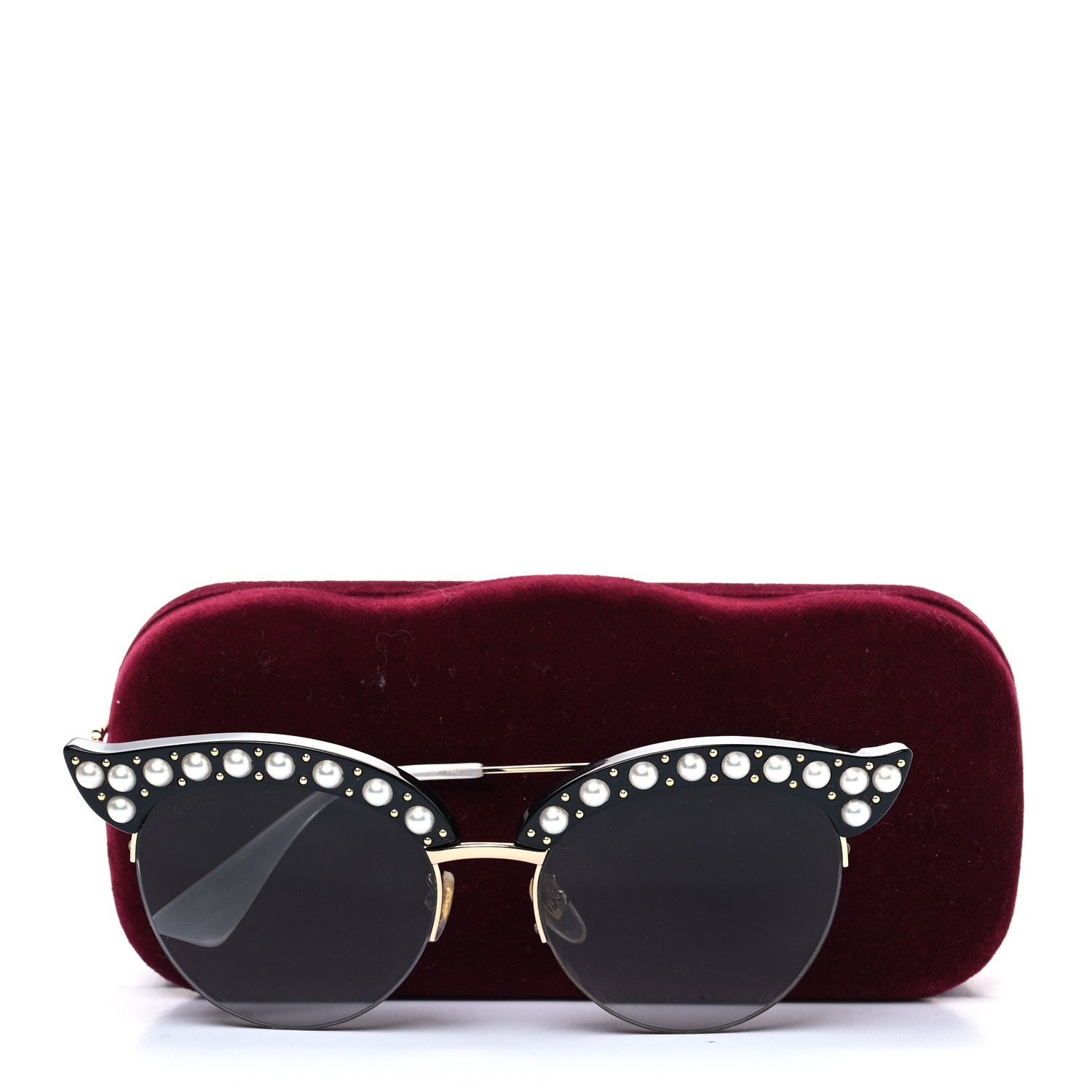 Gucci Pearl Cat Eye Sunglasses GG0212S Black 7 of 7