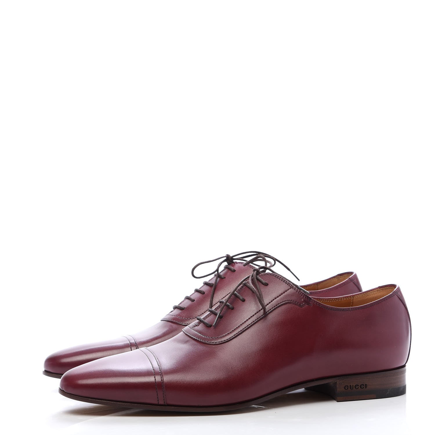 Gucci Calfskin Mens Lace Up Captoe Loafers 8 Strong Red 3 of 9