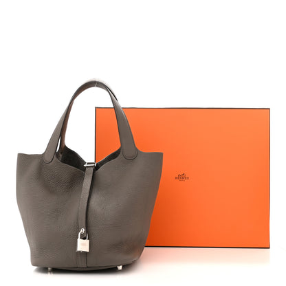 Hermes Taurillon Clemence Picotin Lock 22 MM Etain 11 of 11