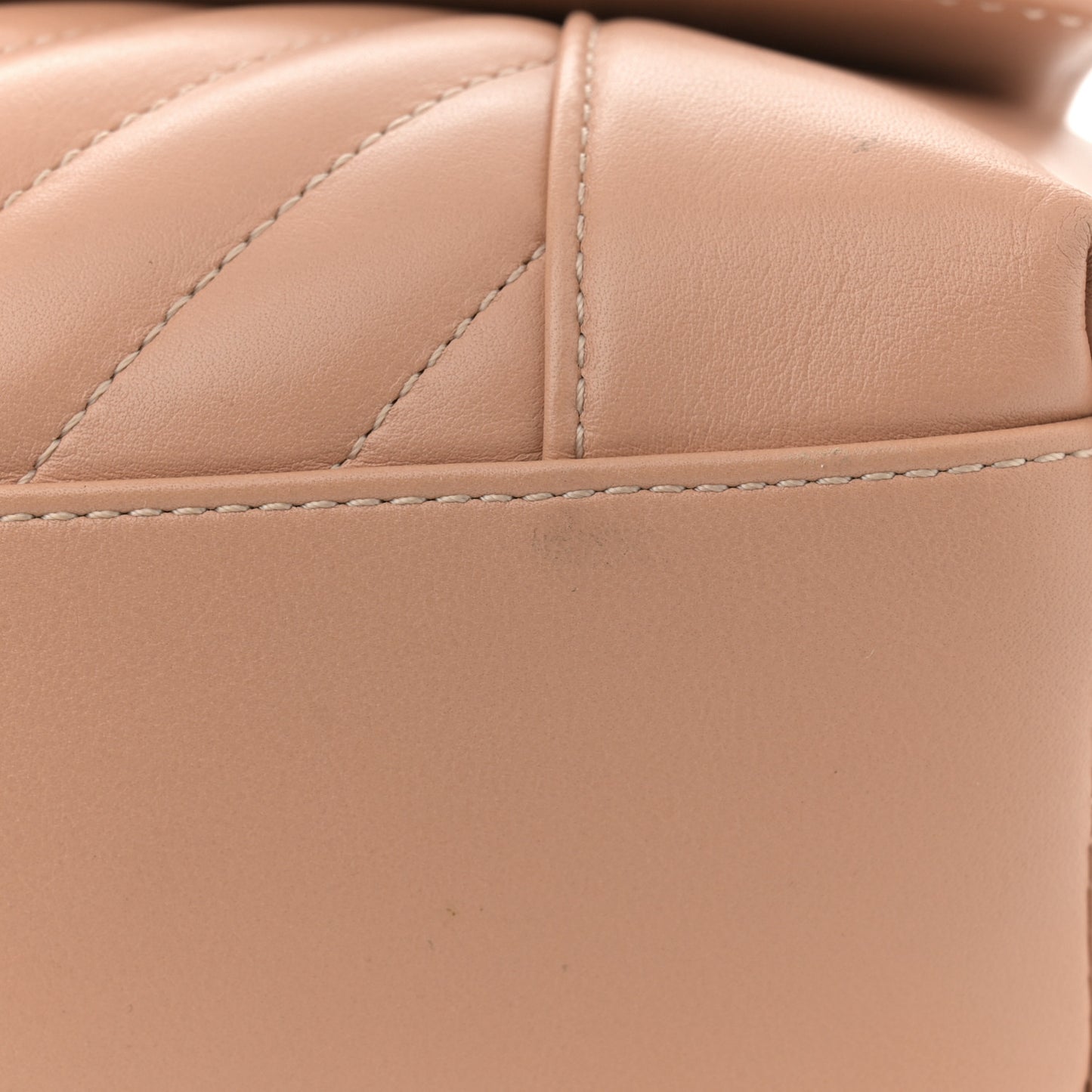 Calfskin Quilted Small Daily Chevron Flap Beige