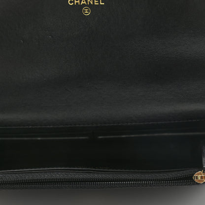 Chanel Tweed Quilted Chanel 19 Wallet On Chain WOC Black Navy Gold 4 of 9