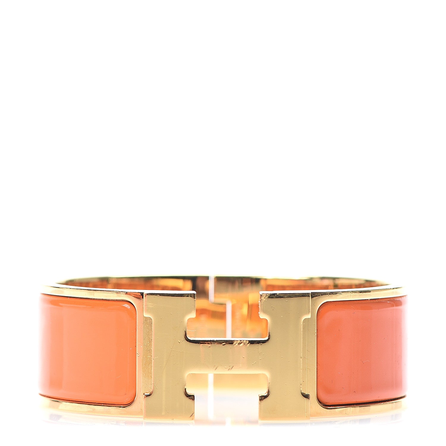 Hermes Enamel Wide Clic Clac H Bracelet PM Orange 1 of 6