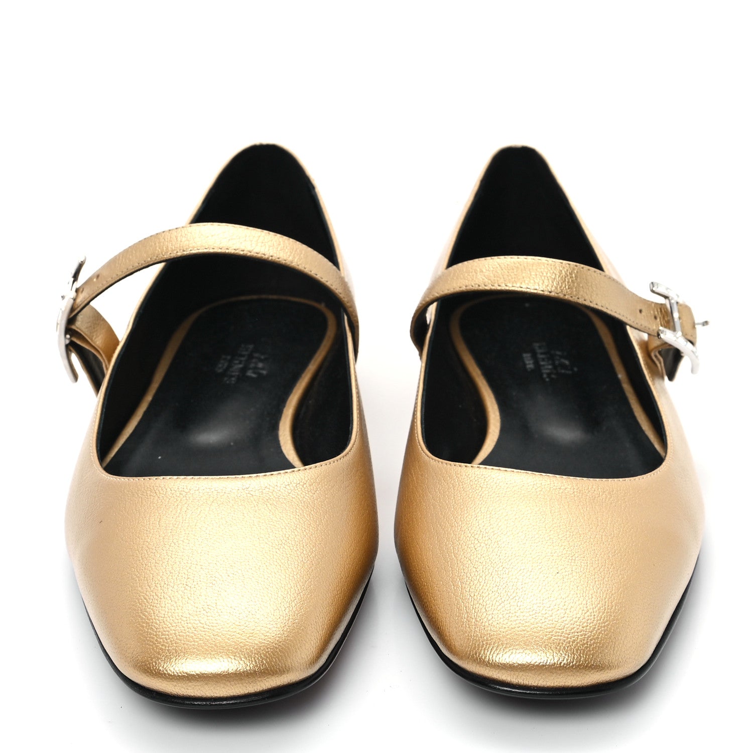 Hermes Metallic Goatskin Jane Ballet Flats 39.5 Dore 3 of 9