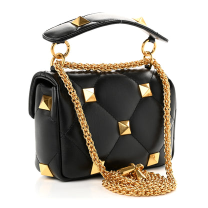 Valentino Garavani Nappa Small Roman Stud Shoulder Bag Black 3 of 9