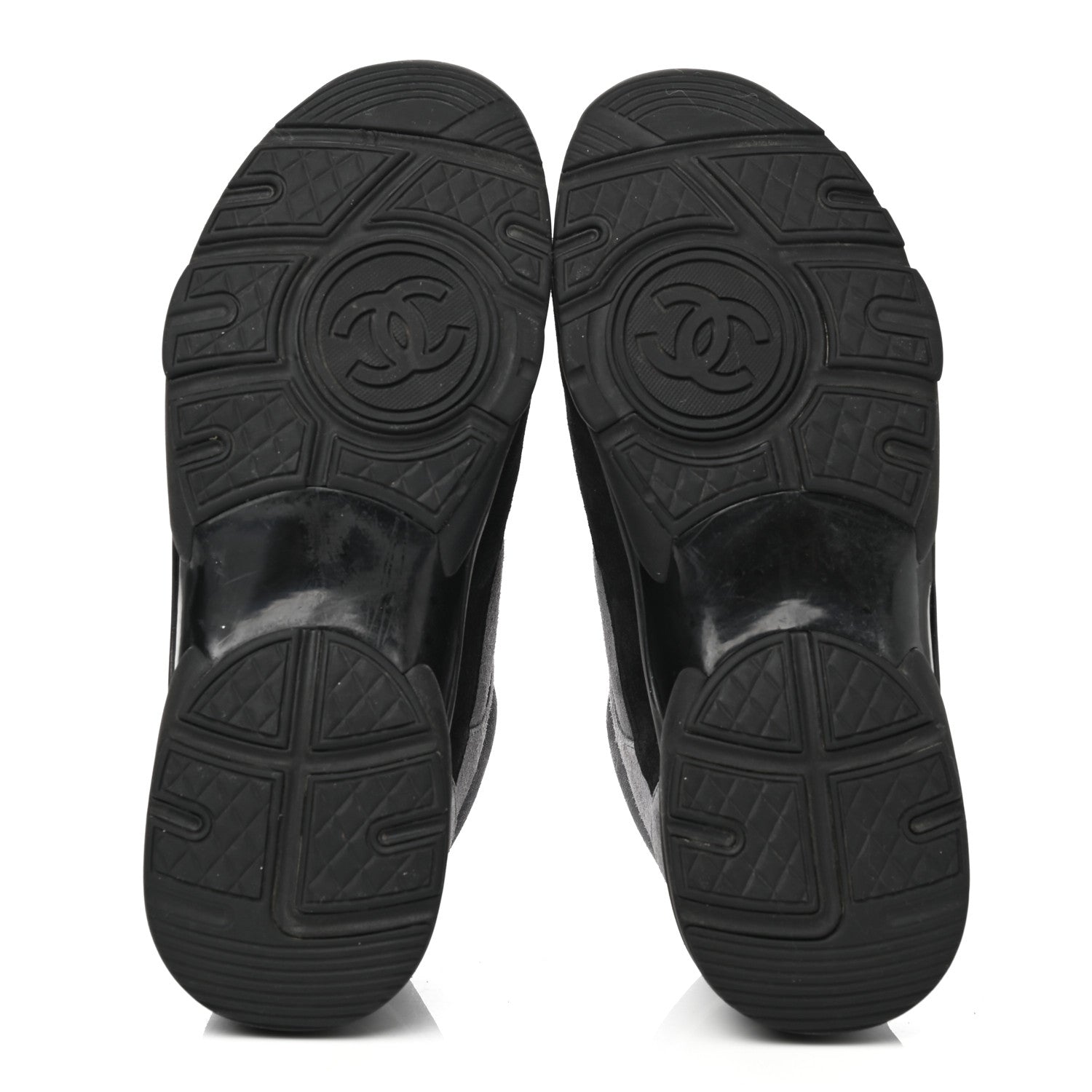 Chanel Suede Calfskin CC Sneakers 40 Black Grey 5 of 9