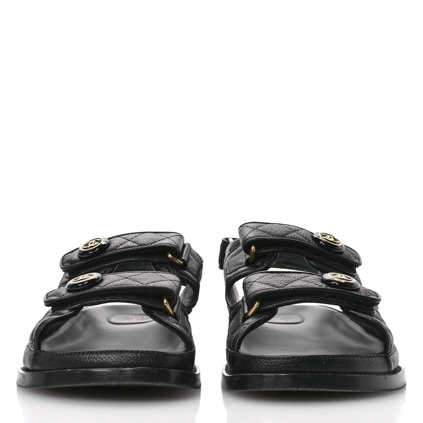 Grained Calfskin Velcro Dad Sandals 40 Black
