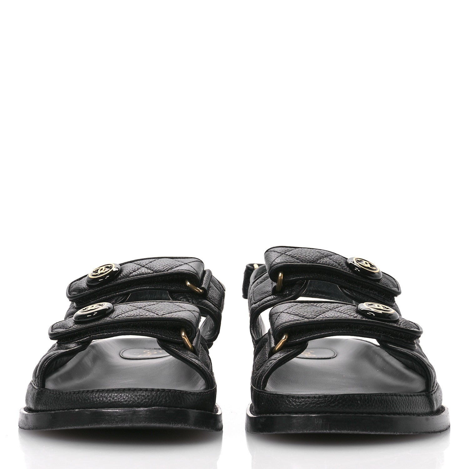 Chanel Grained Calfskin Velcro Dad Sandals 40 Black 3 of 10