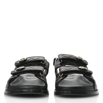 Chanel Grained Calfskin Velcro Dad Sandals 40 Black 3 of 10