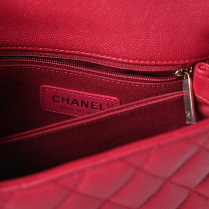 Chanel Caviar Quilted Mini Coco Handle Flap Dark Pink 8 of 10
