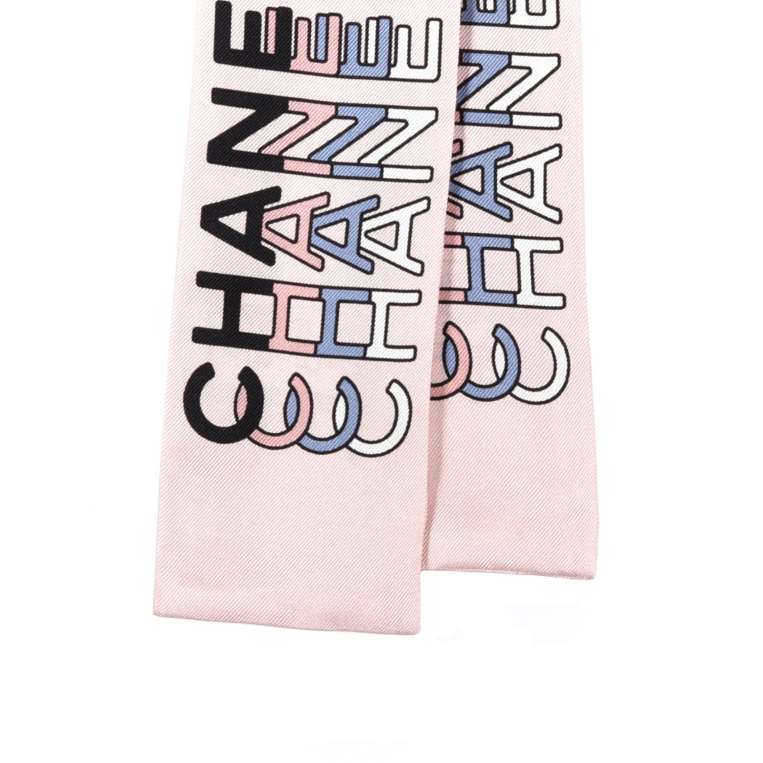 Chanel Silk Logo Slim Bandeau Scarf Pink Multicolor 2 of 3