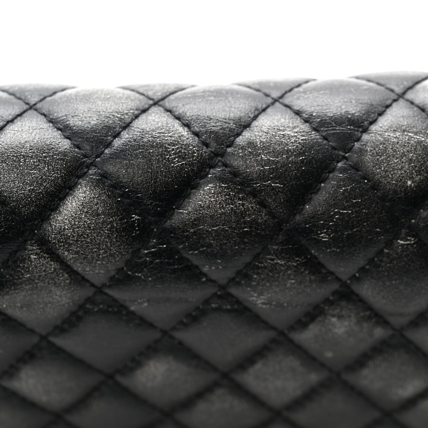 Faded Calfskin Quilted Small Studded Boy Flap Grey