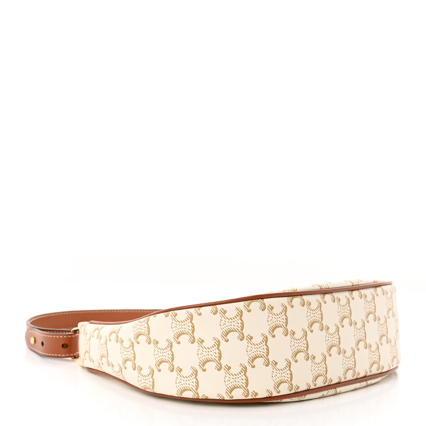 Canvas Calfskin Ava Triomphe Shoulder Bag White