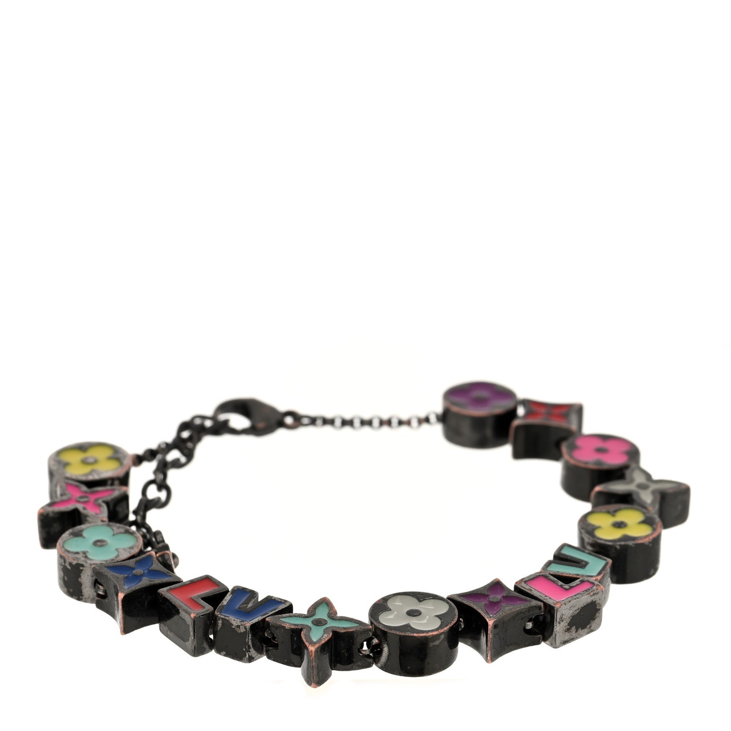 Metal Enamel Monogram Party Bracelet Black Multicolor