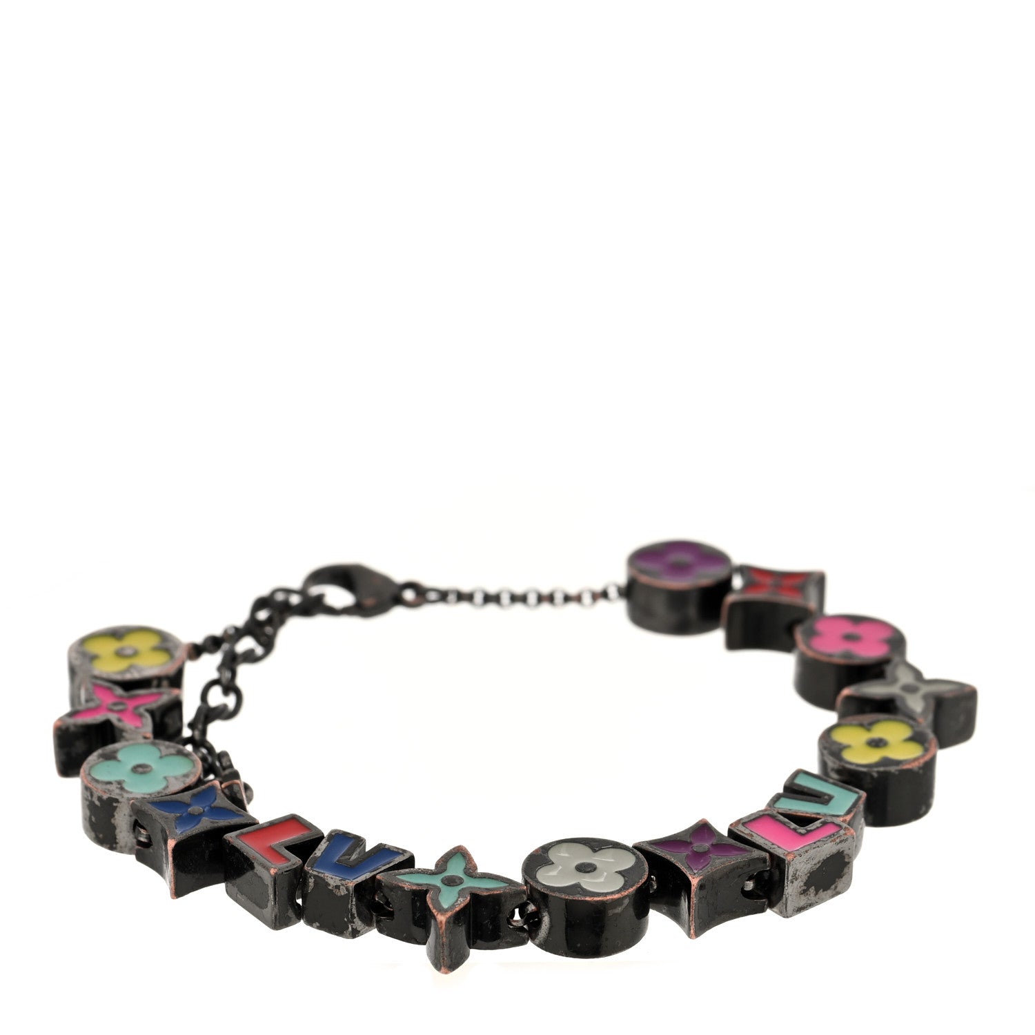 Louis Vuitton Metal Enamel Monogram Party Bracelet Black Multicolor 1 of 5