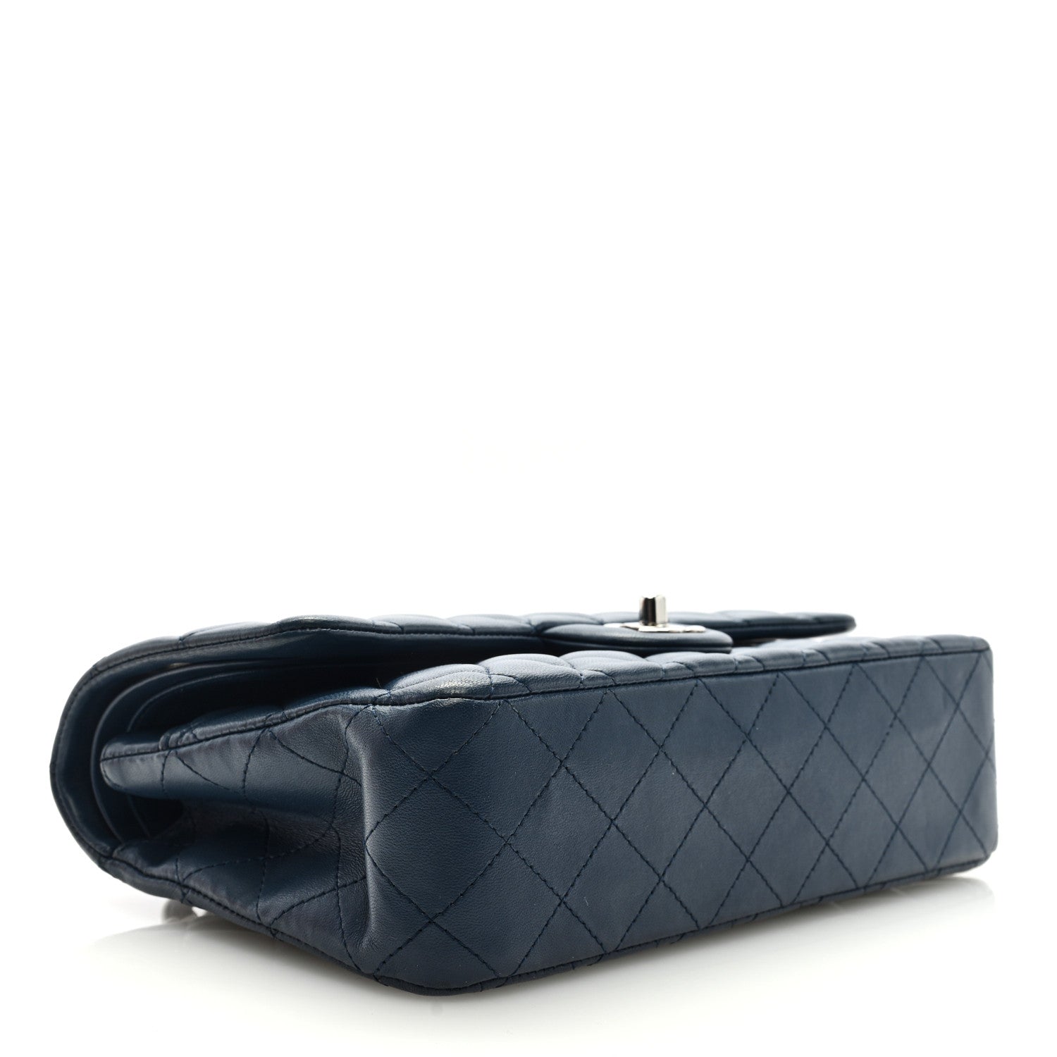 Chanel Lambskin Quilted Medium Double Flap Dark Blue 4 of 9
