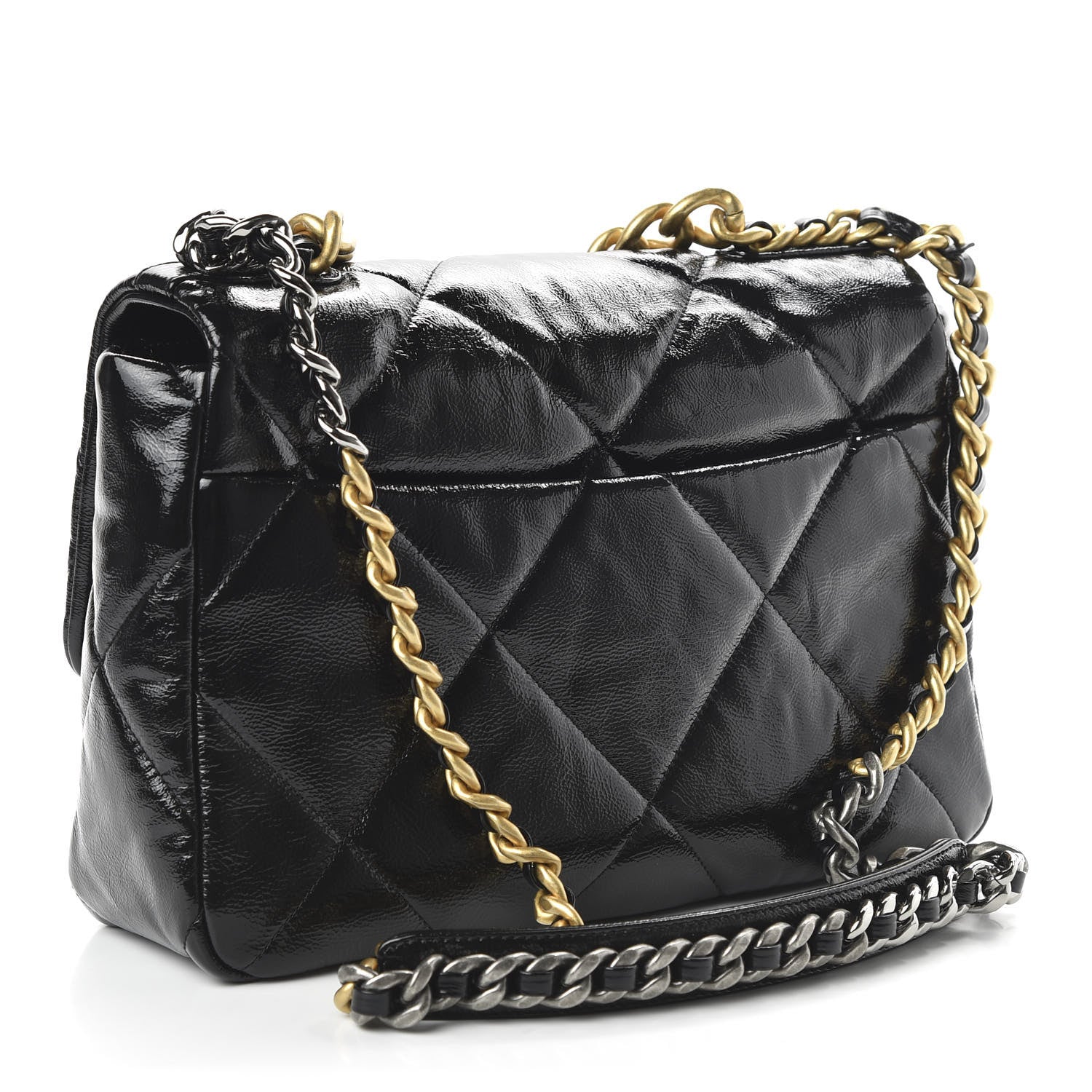 Chanel Shiny Crumpled Calfskin Quilted Large Chanel 19 Flap Black 3 of 11