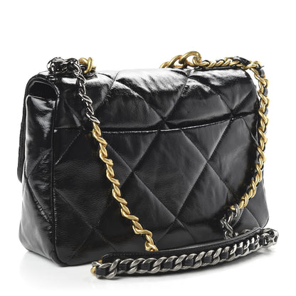 Chanel Shiny Crumpled Calfskin Quilted Large Chanel 19 Flap Black 3 of 11