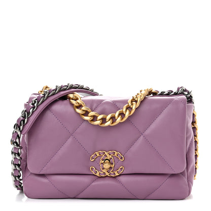 Chanel Goatskin Quilted Medium Chanel 19 Flap Violet Purple 1 of 11