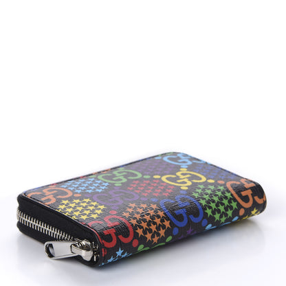 Gucci GG Supreme Monogram Psychedelic Zip Around Card Case Wallet Black 4 of 9