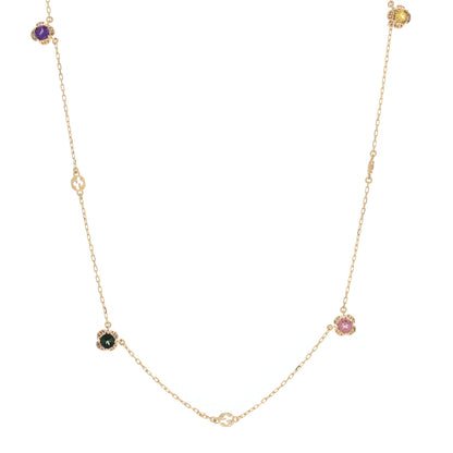 Gucci 18K Yellow Gold Green Beryl Amethyst Pink Tourmaline Citrine GG Station Rainbow Gemstone Necklace 1 of 4