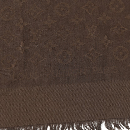 Louis Vuitton Silk Wool Monogram Shawl Brown 2 of 7