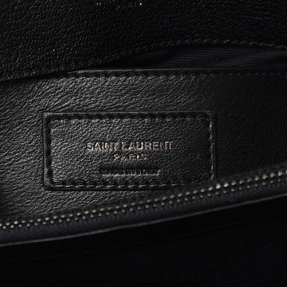 Saint Laurent Sheepskin Matelasse Chevron Monogram Medium College Bag Black 6 of 11