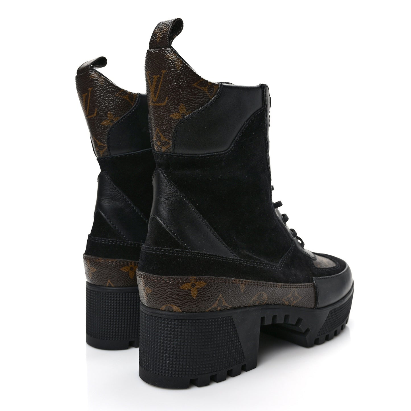 Suede Calfskin Monogram Laureate Platform Desert Boots 40 Black