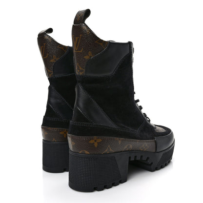 Louis Vuitton Suede Calfskin Monogram Laureate Platform Desert Boots 40 Black 4 of 7