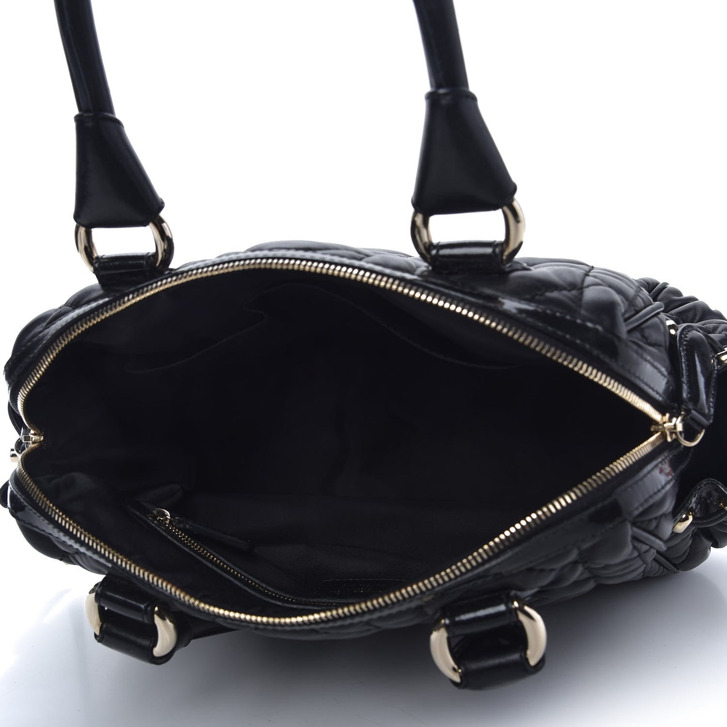 Lambskin Cannage 2 Dior Zip Top Satchel Black