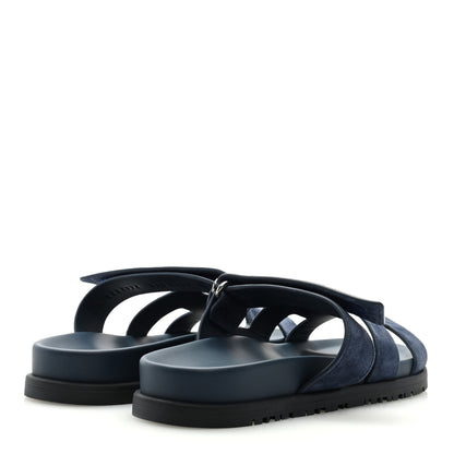 Hermes Suede Goatskin Womens Chypre Sandals 36.5 Bleu Celeste 4 of 9