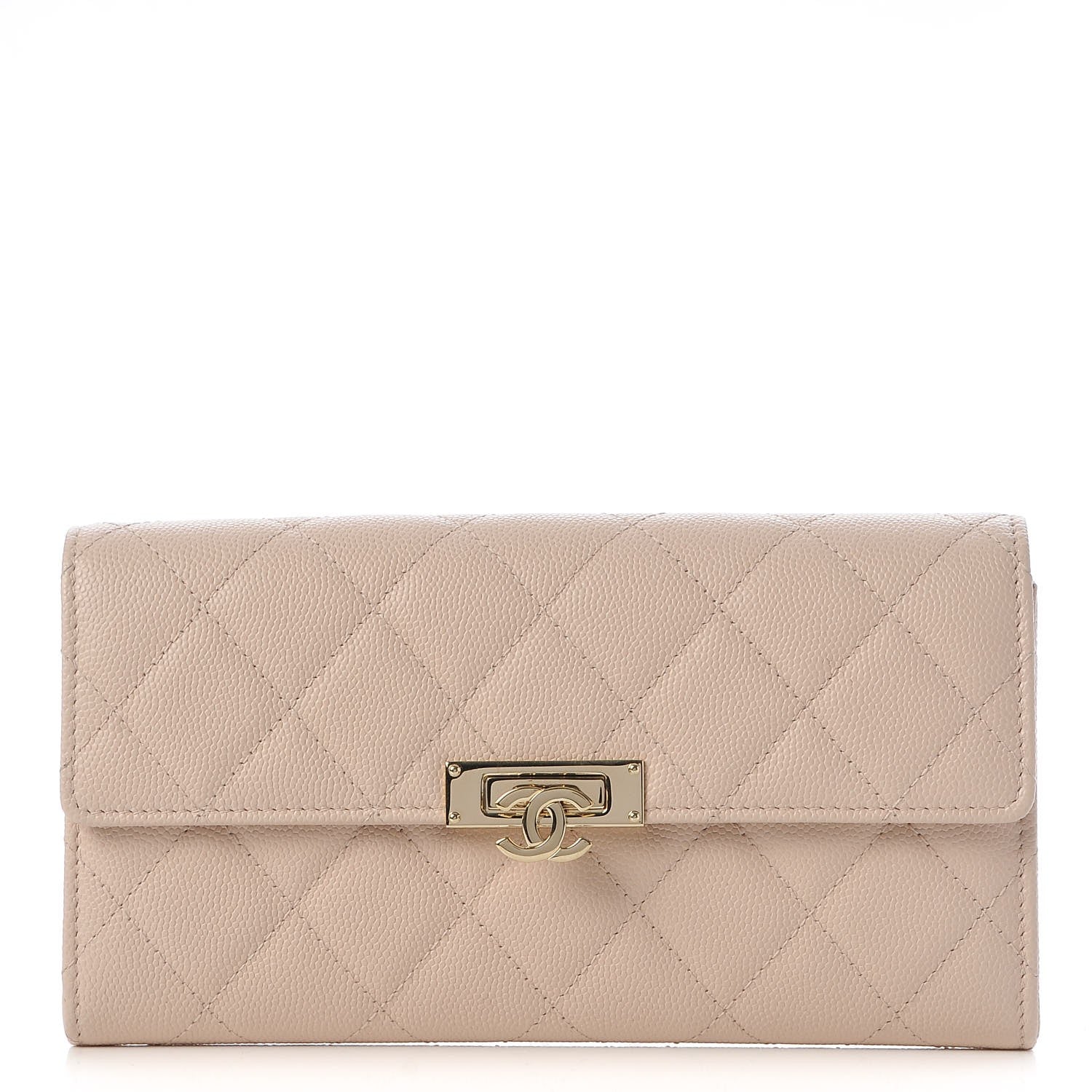 Chanel Caviar Quilted Large Golden Class Gusset Flap Wallet Light Beige 1 of 9