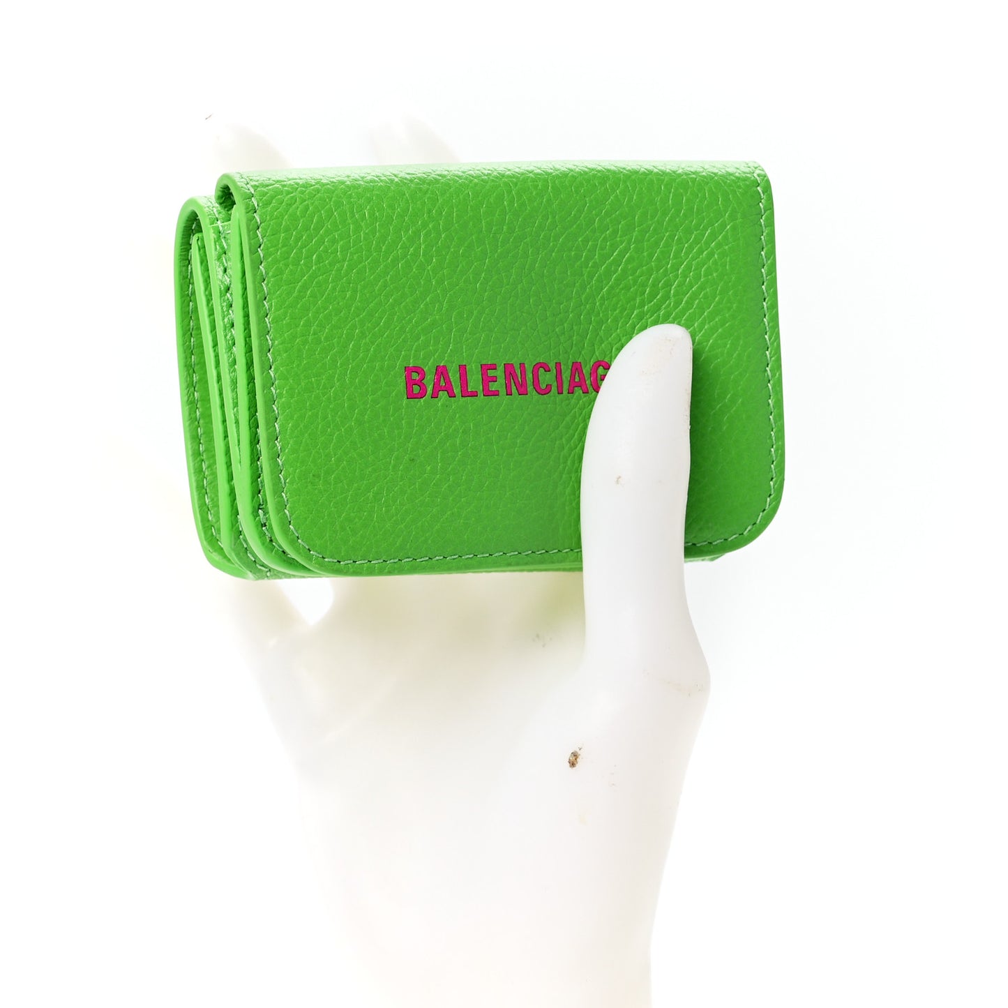 Calfskin Logo Everyday Mini Wallet Green Pink