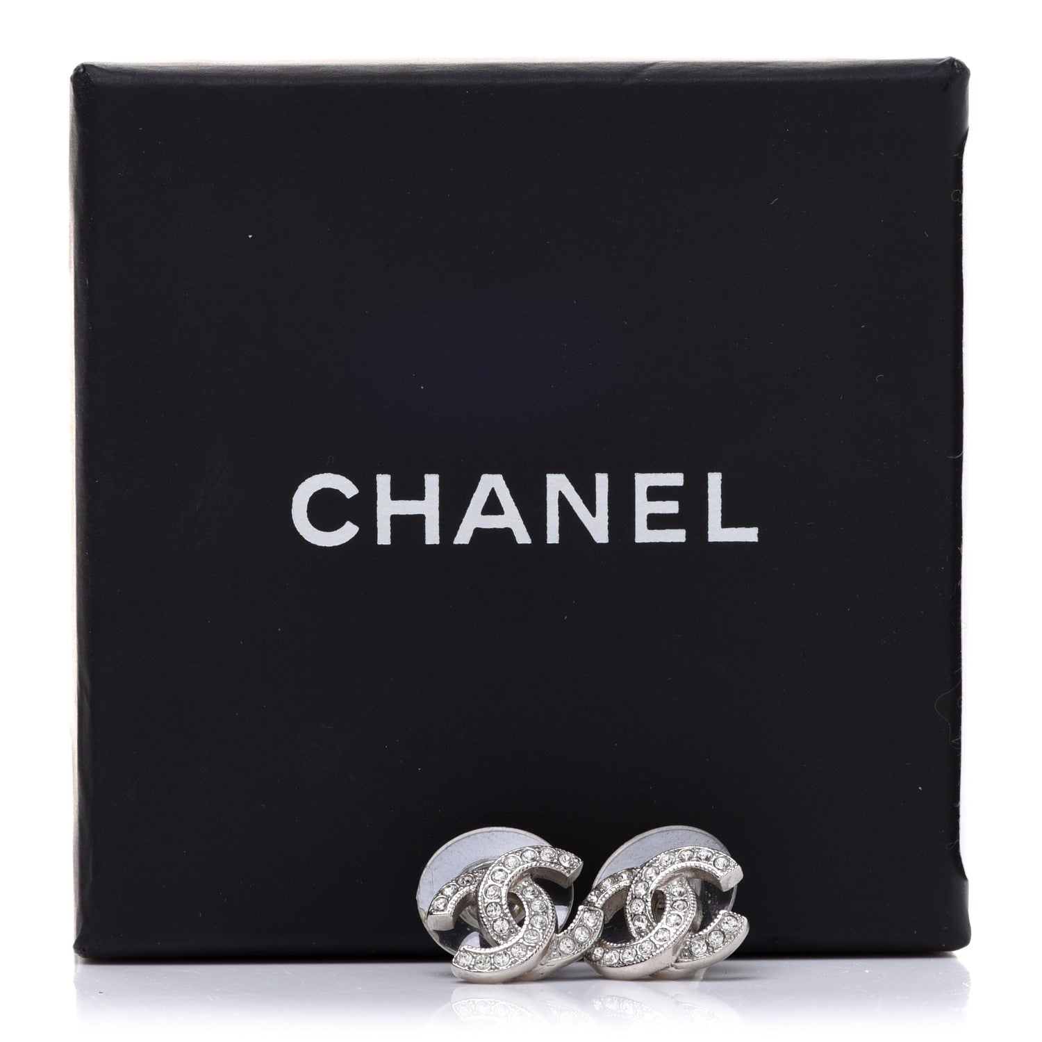 Chanel Crystal Mini Timeless CC Earrings Silver 5 of 5