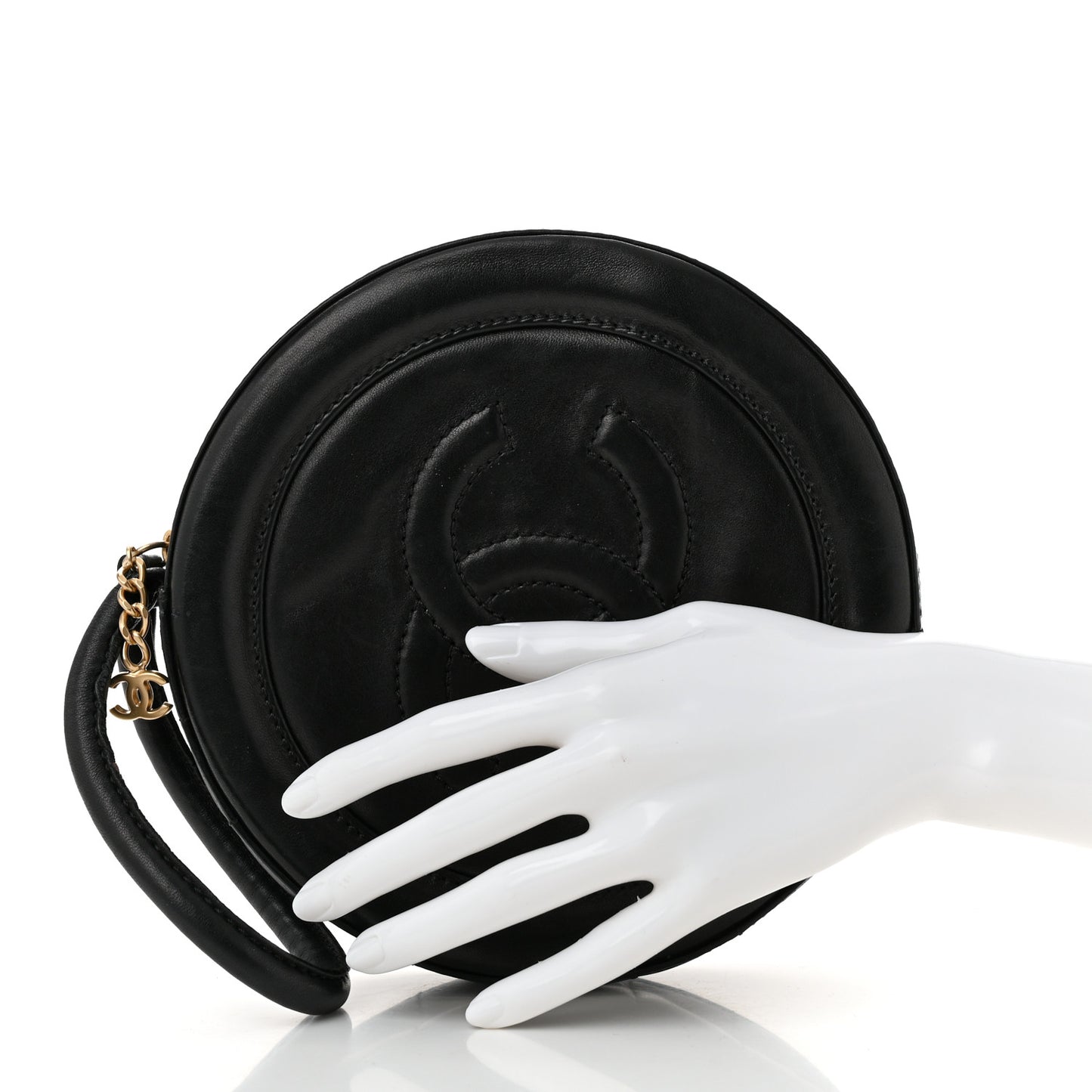 Lambskin Quilted Small CC Wristlet Black