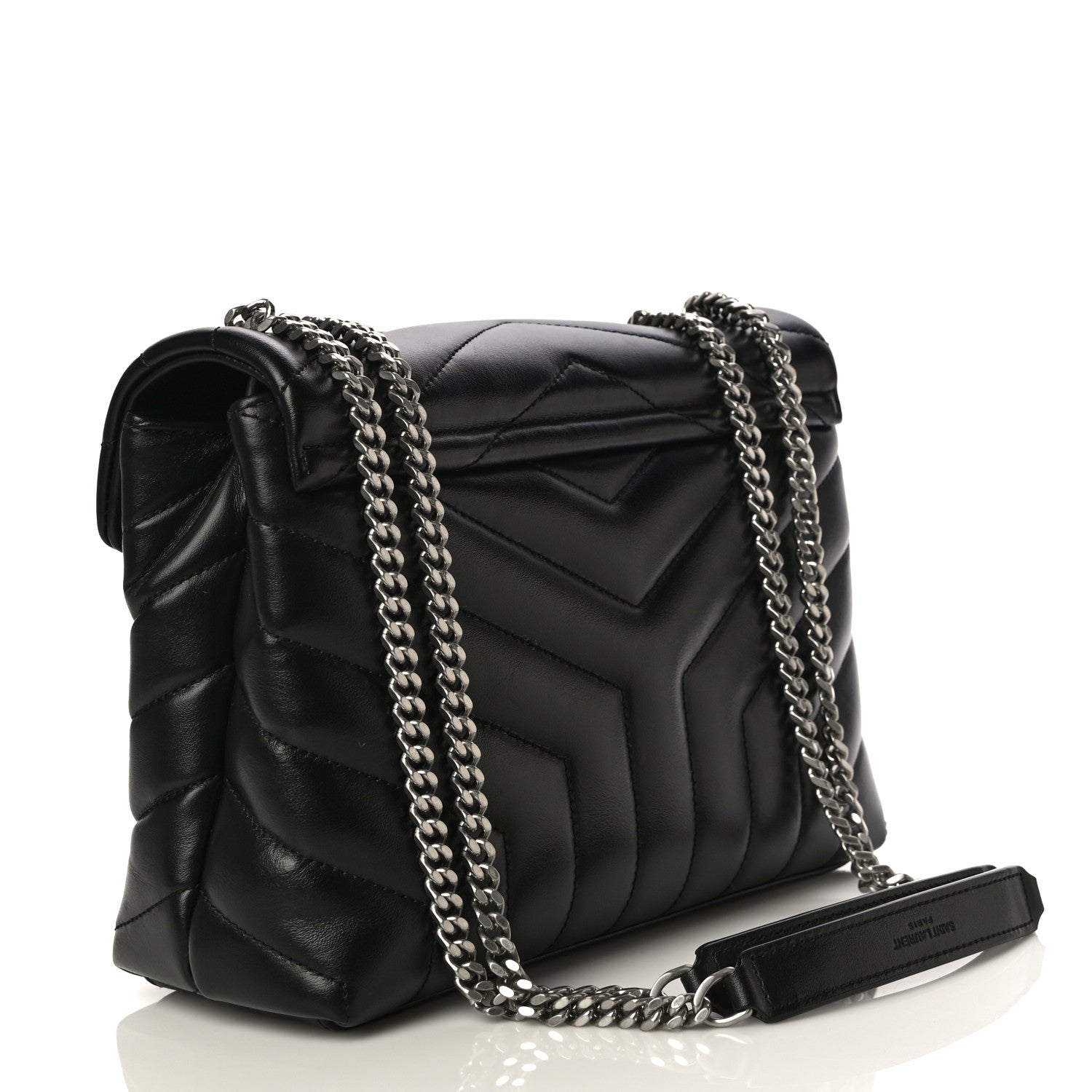Saint Laurent Calfskin Y Quilted Monogram Small Loulou Chain Satchel Black 3 of 10