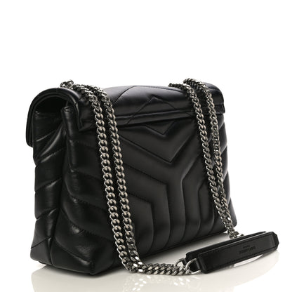 Saint Laurent Calfskin Y Quilted Monogram Small Loulou Chain Satchel Black 3 of 10
