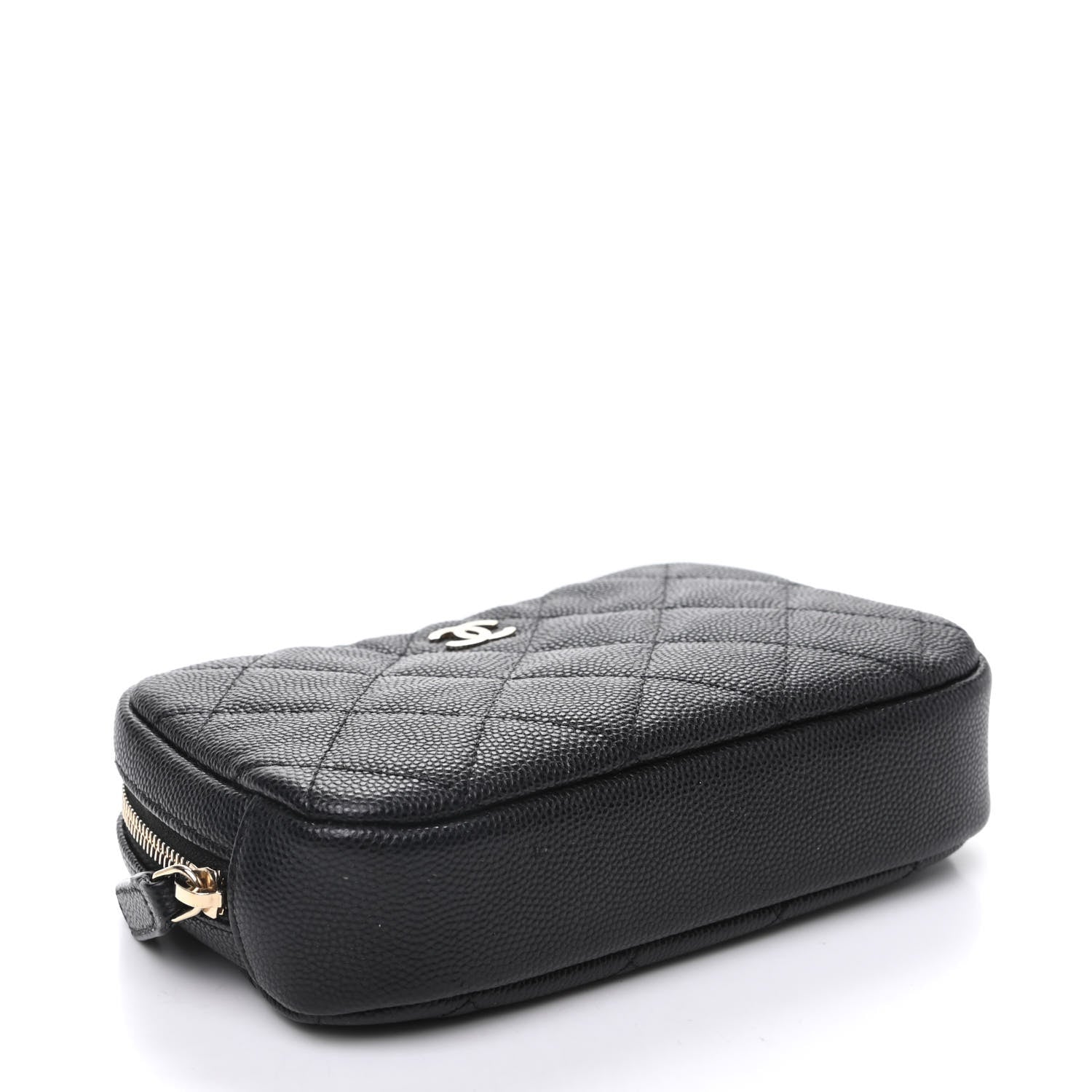 Chanel Caviar Quilted Small Curvy Pouch Cosmetic Case Black 4 of 10