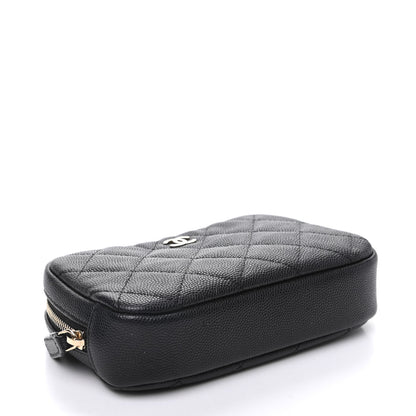 Chanel Caviar Quilted Small Curvy Pouch Cosmetic Case Black 4 of 10