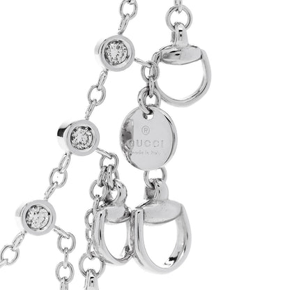 Gucci 18K White Gold Diamond Horsebit Fringe Necklace 4 of 6