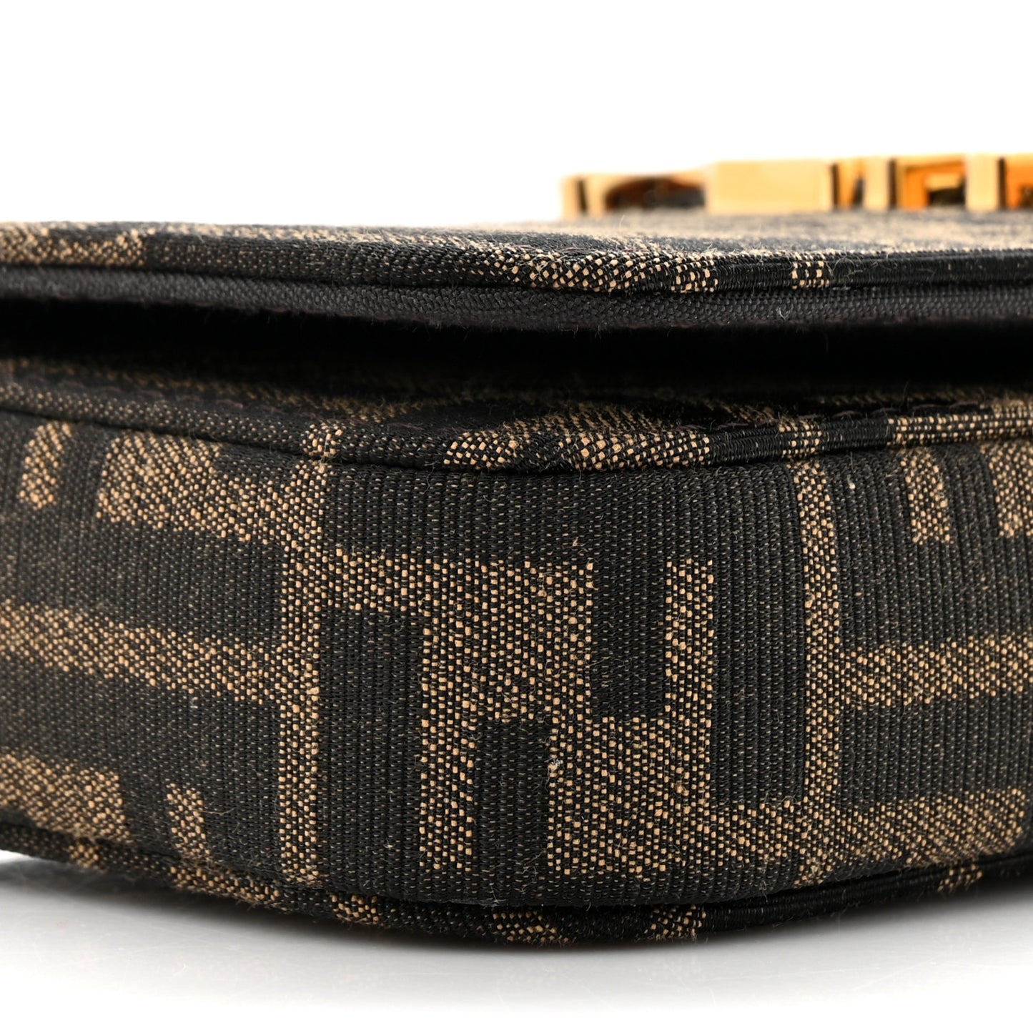 Fabric Jacquard Vitello Grace FF 1974 Fendigraphy Wallet On Chain Tobacco Moro Ebano